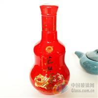 雕金工艺玻璃酒瓶500ml彩色喷涂白酒瓶