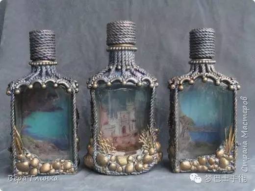 喝完的玻璃酒瓶别扔,弄一弄变身华丽复古工艺品